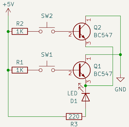 Schematic for how to make an OR gate with transistors