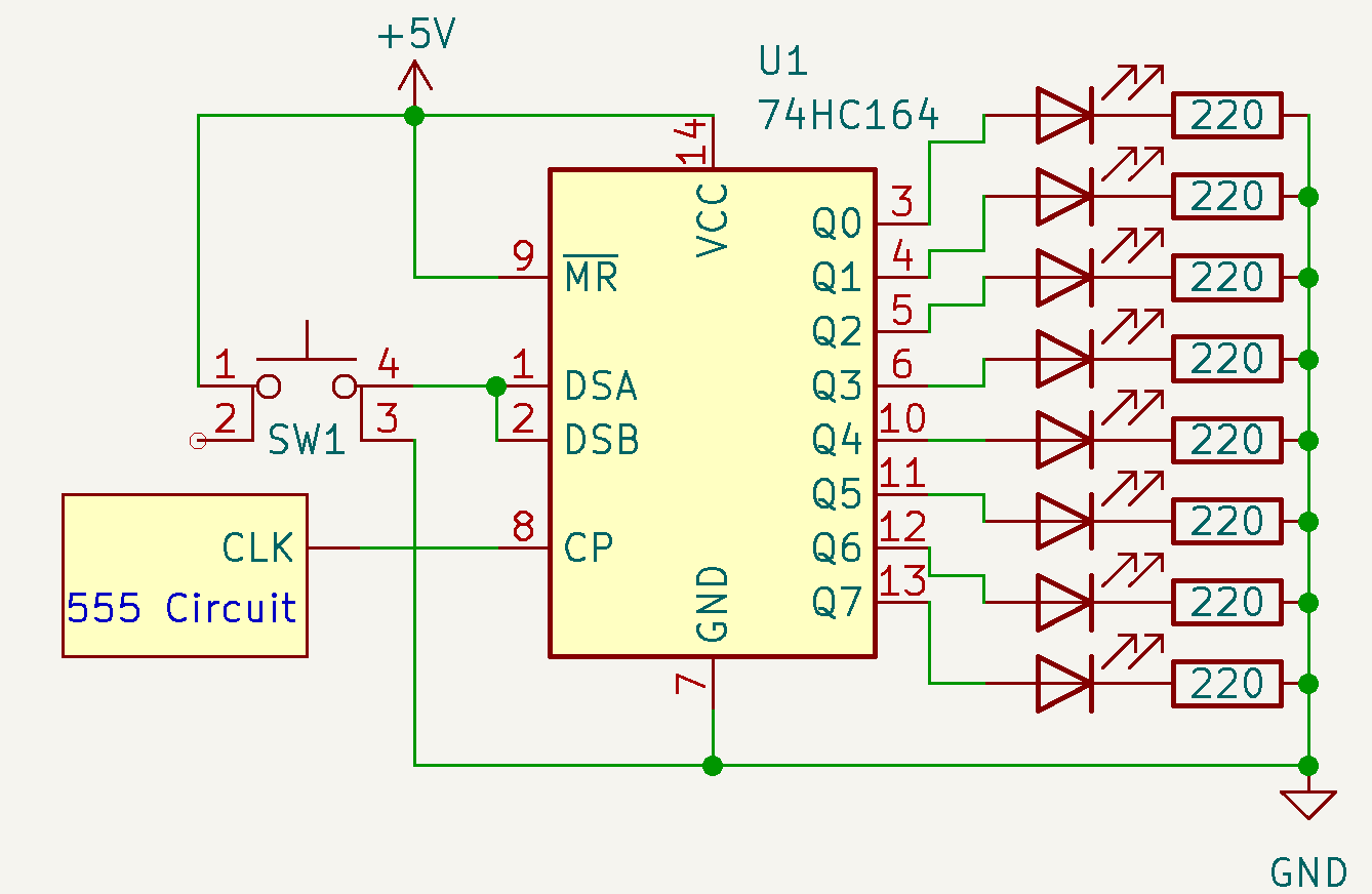 Serial Shift register schematic and visual