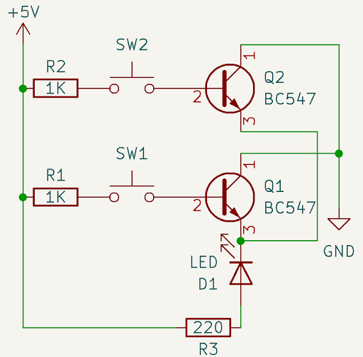 Schematic for how to make an OR gate with transistors