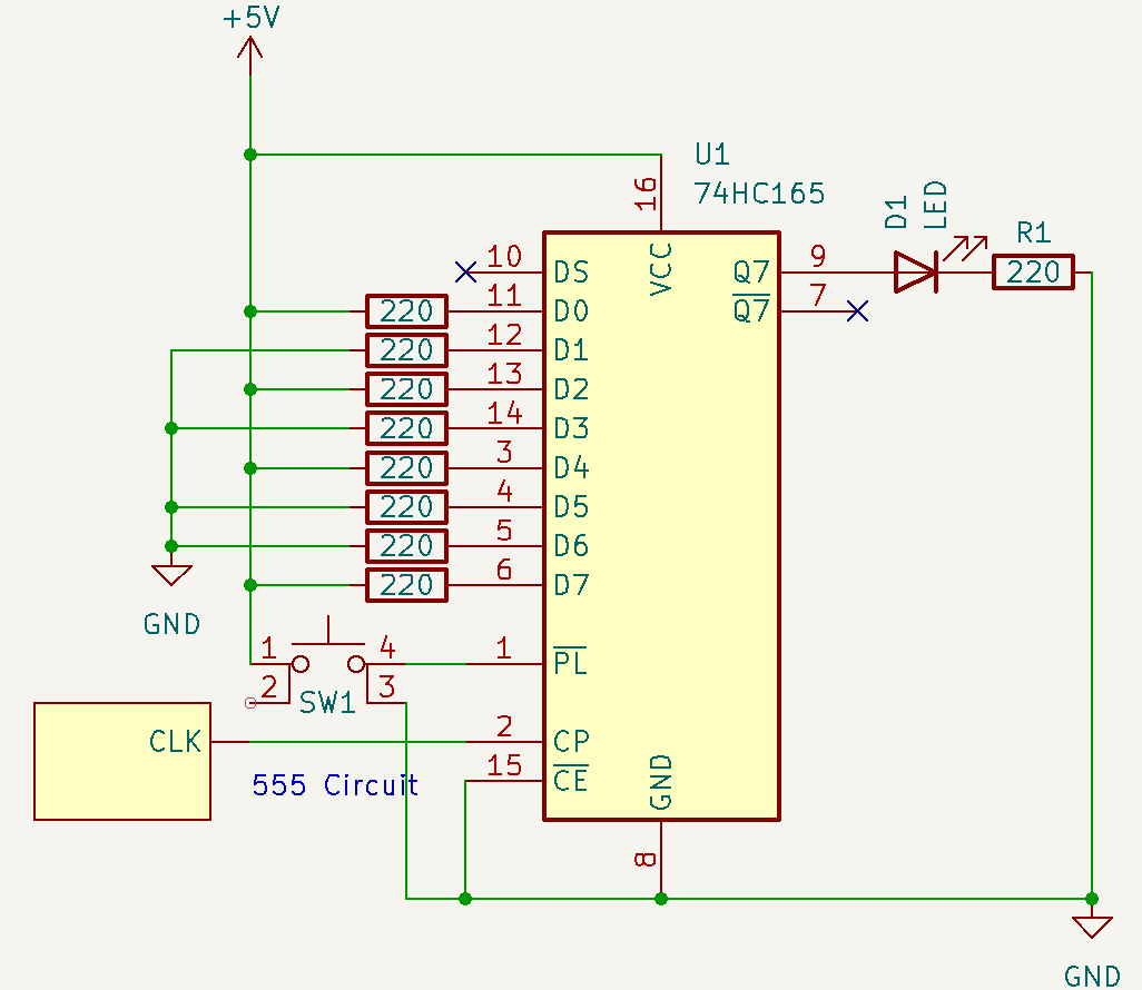 Parallel Shift register schematic and visual